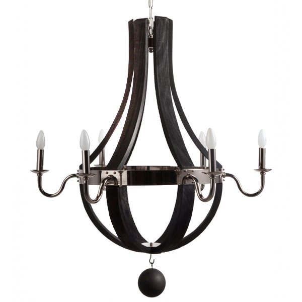 Люстра RH Wine Barrel chandelier Polished nickel Черный Люстра RH Wine Barrel chandelier Polished nickel Черный в Липецке | Loft Concept