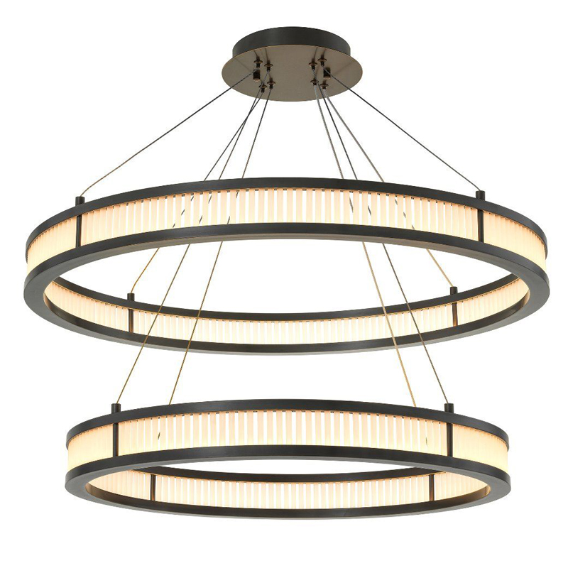 Люстра Eichholtz Chandelier Damien Double Bronze Темная бронза Белое матовое стекло Люстра Eichholtz Chandelier Damien Double Bronze Темная бронза Белое матовое стекло в Липецке | Loft Concept