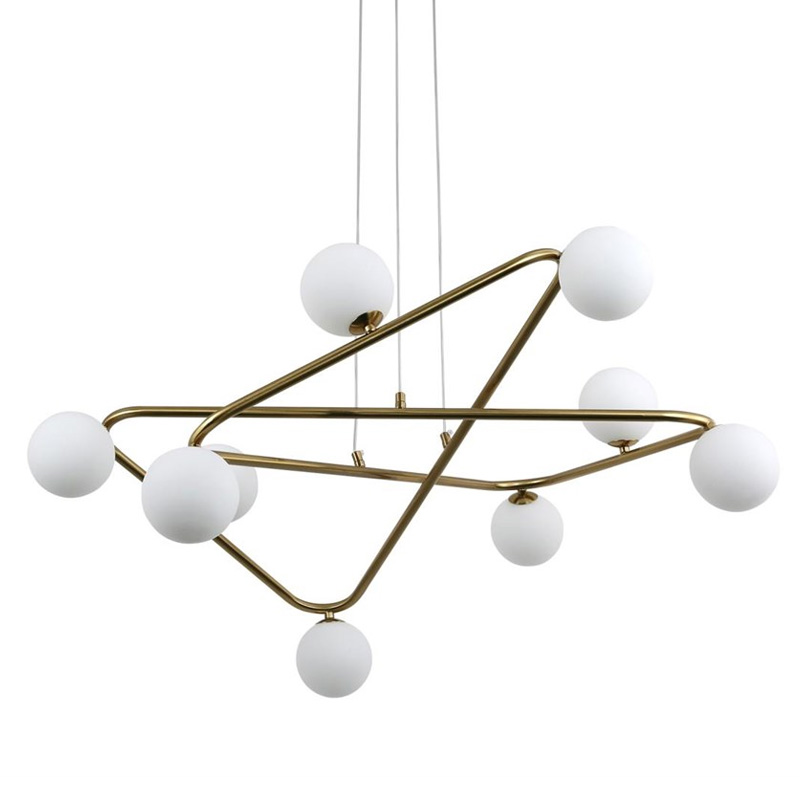 Люстра Curve Brass с Белым Плафоном Латунь Люстра Curve Brass с Белым Плафоном Латунь в Липецке | Loft Concept