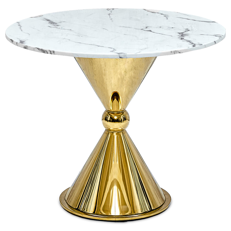 Обеденный стол Furness Dining Table Глянцевое золото Белый Мрамор Bianco Обеденный стол Furness Dining Table Глянцевое золото Белый Мрамор Bianco в Липецке | Loft Concept