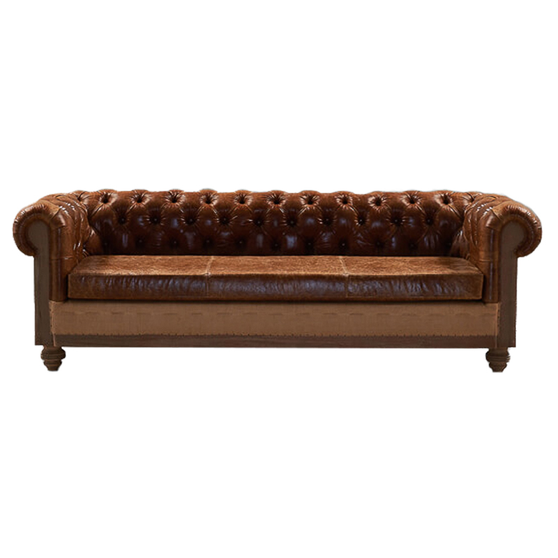Диван Deconstructed Chesterfield Sofa triple Brown leather Коричневый ivory ( слоновая кость ) Диван Deconstructed Chesterfield Sofa triple Brown leather Коричневый ivory ( слоновая кость ) в Липецке | Loft Concept
