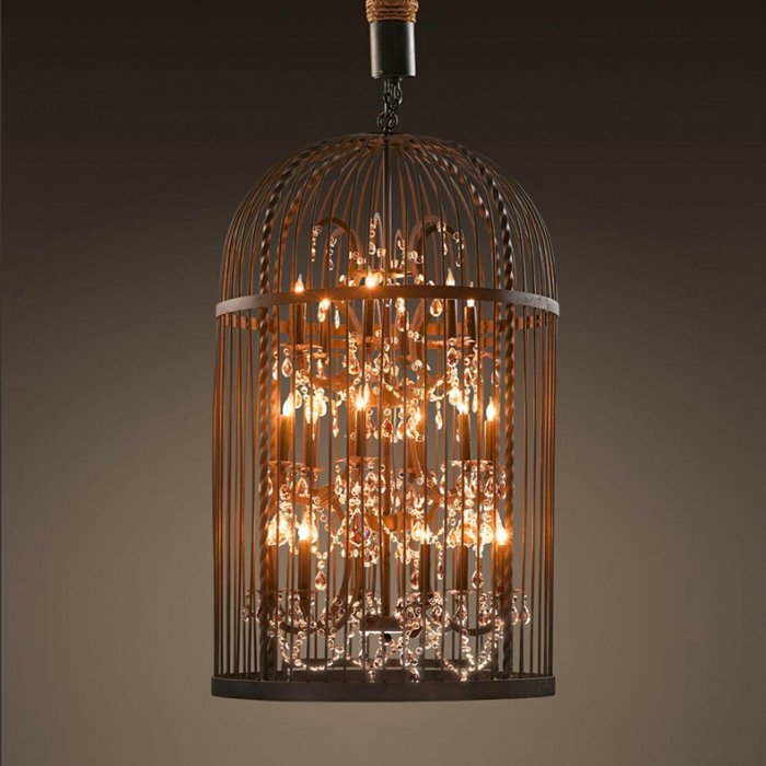 Люстра Steampunk Birdcage Chandelier Искусственная бурая ржавчина Черный Люстра Steampunk Birdcage Chandelier Искусственная бурая ржавчина Черный в Липецке | Loft Concept