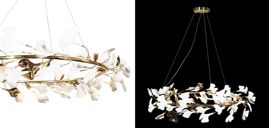 Декоративная люстра Wintery flover Gold с Белыми плафонами Декоративная люстра Wintery flover Gold с Белыми плафонами - Loft-Concept в Липецке