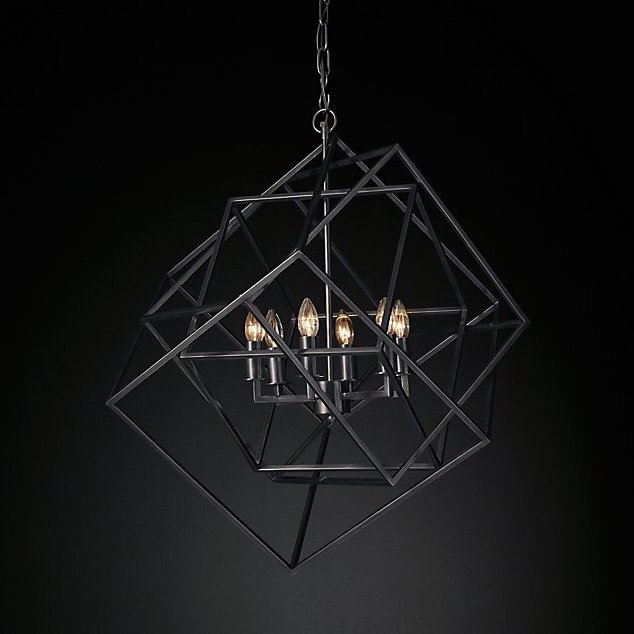 Люстра RH Caged Cubist Pendant black Черный Люстра RH Caged Cubist Pendant black Черный в Липецке | Loft Concept