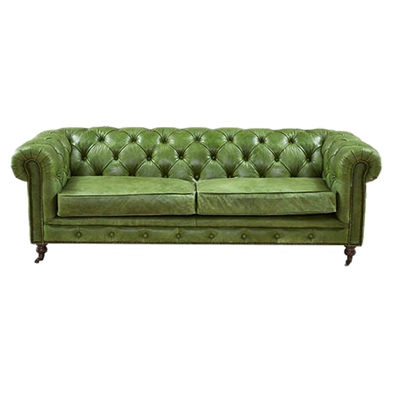 Диван Chesterfield leather Sofa green Зеленый Диван Chesterfield leather Sofa green Зеленый в Липецке | Loft Concept