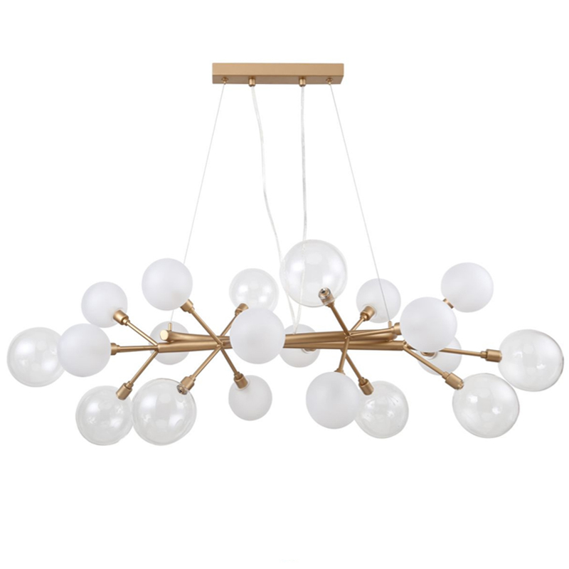 Люстра Berries Chandelier Rectangle White 100 матовое золото Прозрачный Прозрачный белый Люстра Berries Chandelier Rectangle White 100 матовое золото Прозрачный Прозрачный белый в Липецке | Loft Concept