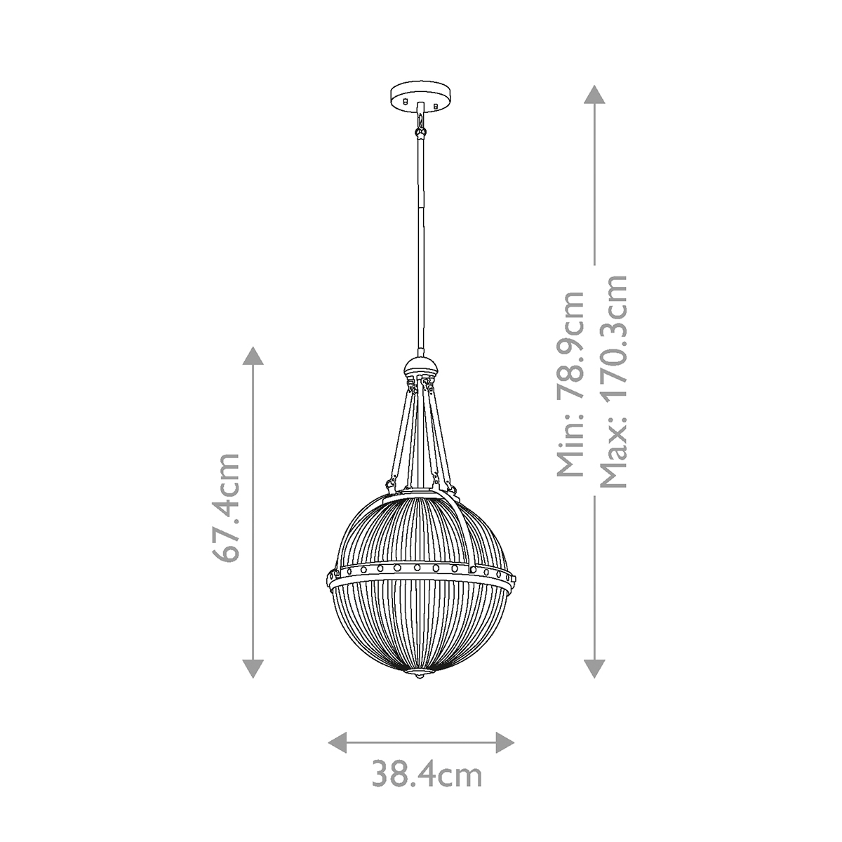 Подвесной светильник с рифленым стеклянным плафоном в форме шара Kichler в Липецке