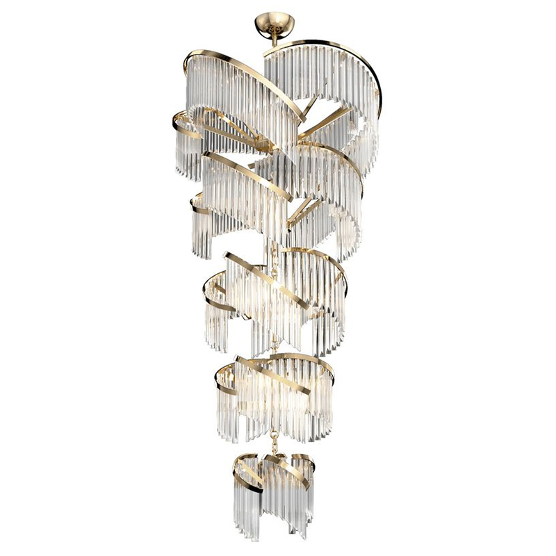 Большая Многоярусная Люстра для Высокого потолка Odeon Large Tiered Chandelier Золотой Прозрачное Стекло Большая Многоярусная Люстра для Высокого потолка Odeon Large Tiered Chandelier Золотой Прозрачное Стекло в Липецке | Loft Concept