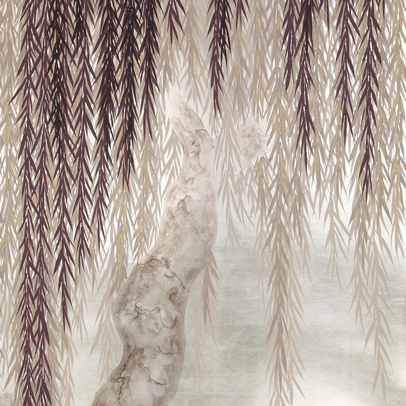 Обои ручная роспись Willow Boysenberry on White Metal gilded paper Обои ручная роспись Willow Boysenberry on White Metal gilded paper в Липецке | Loft Concept