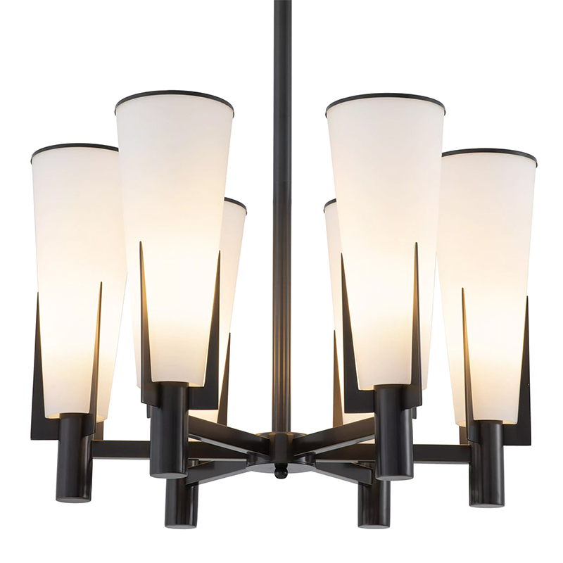 Люстра Eichholtz Chandelier Dino Bronze Белое матовое стекло Черный Темная бронза Люстра Eichholtz Chandelier Dino Bronze Белое матовое стекло Черный Темная бронза в Липецке | Loft Concept