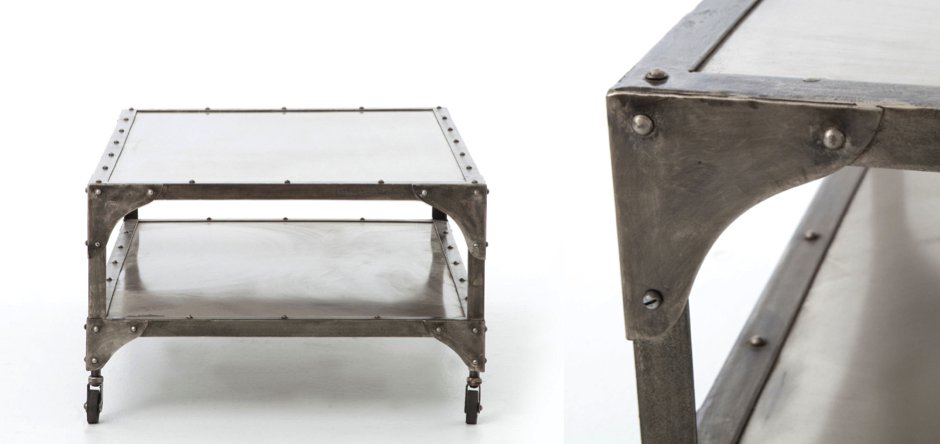 Кофейный стол Industrial Steampunk Nickel Coffee Table Кофейный стол Industrial Steampunk Nickel Coffee Table - Loft-Concept в Липецке