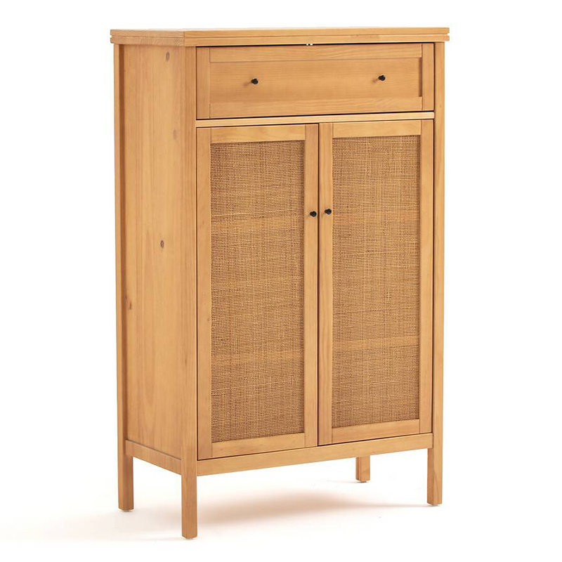 Комод в скандинавском стиле с плетеными дверцами Niels Wicker 3 drawers Светлый дуб Комод в скандинавском стиле с плетеными дверцами Niels Wicker 3 drawers Светлый дуб в Липецке | Loft Concept