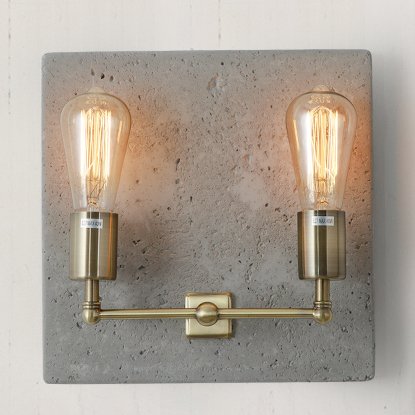 Бра Concrete SocKet Double Bra Латунь Античная полированная Серый бетон Бра Concrete SocKet Double Bra Латунь Античная полированная Серый бетон в Липецке | Loft Concept