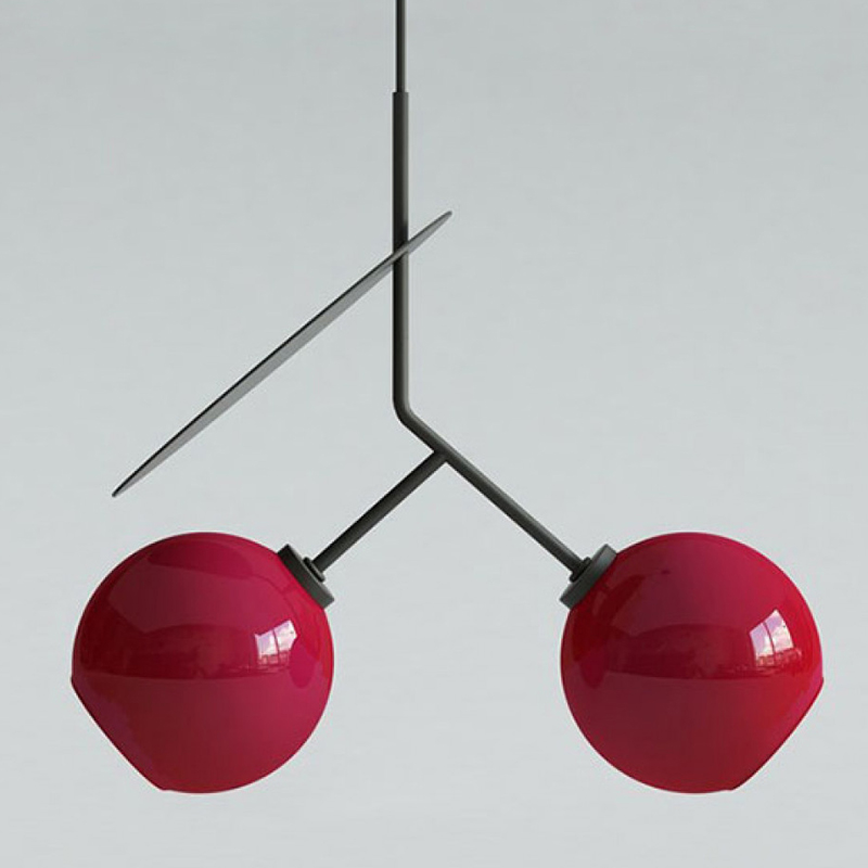 Подвесной светильник Cherry Pendant Double Red Красный Черный Подвесной светильник Cherry Pendant Double Red Красный Черный в Липецке | Loft Concept