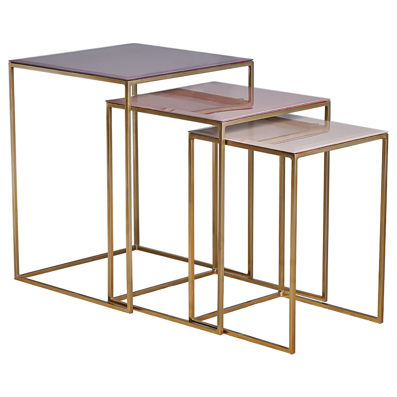 Комплект столиков Corbin Side Tables Золотой Розовый пастельный Дымчатая Роза Комплект столиков Corbin Side Tables Золотой Розовый пастельный Дымчатая Роза в Липецке | Loft Concept