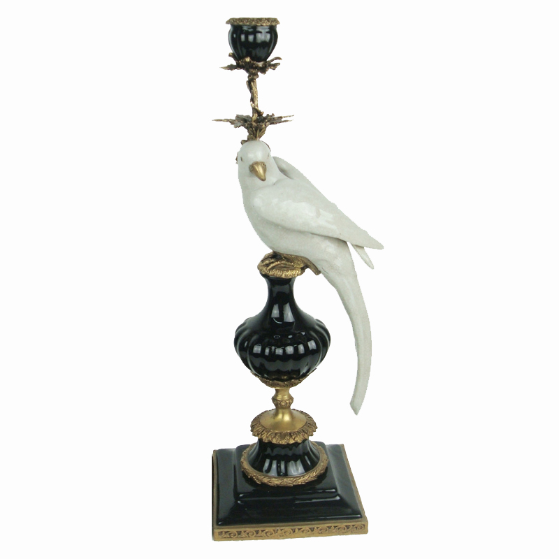 Подсвечник White Parrot Бронза Белый Черный Подсвечник White Parrot Бронза Белый Черный в Липецке | Loft Concept