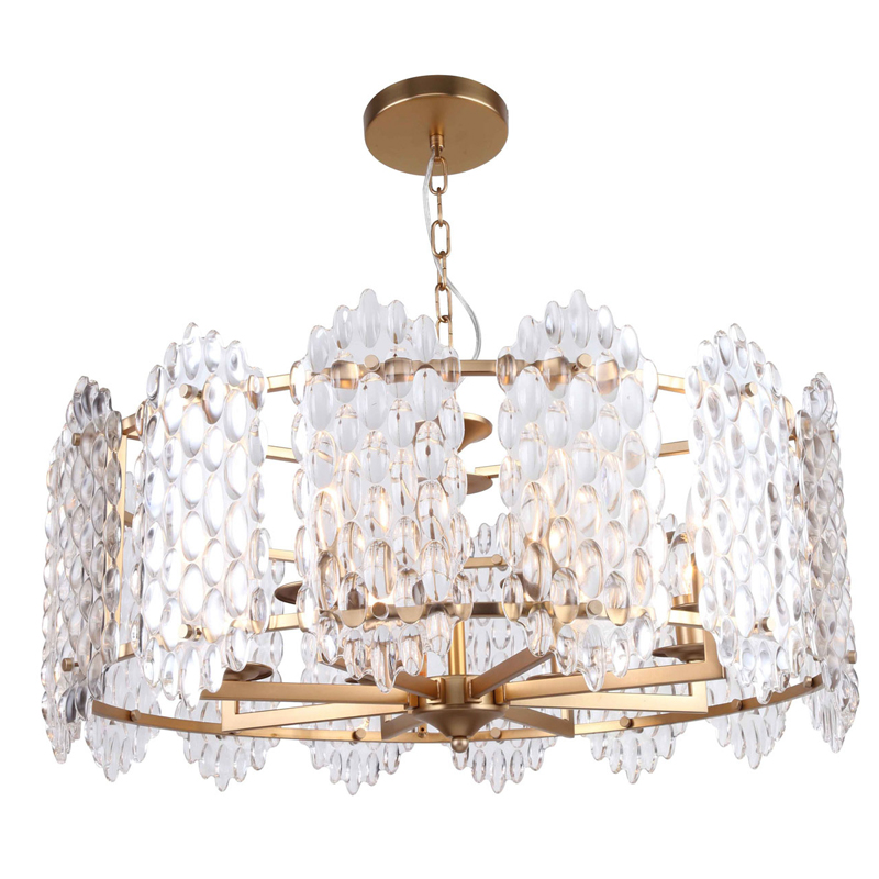 Люстра подвесная Textured Glass Chandelier D71 Глянцевое золото Прозрачное Стекло Люстра подвесная Textured Glass Chandelier D71 Глянцевое золото Прозрачное Стекло в Липецке | Loft Concept