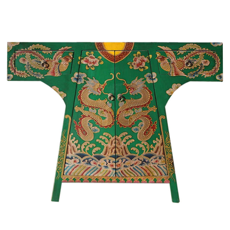Зеленая Консоль в Китайском Стиле ручная роспись Драконы Green Oriental Robe Зеленый Мульти Зеленая Консоль в Китайском Стиле ручная роспись Драконы Green Oriental Robe Зеленый Мульти в Липецке | Loft Concept