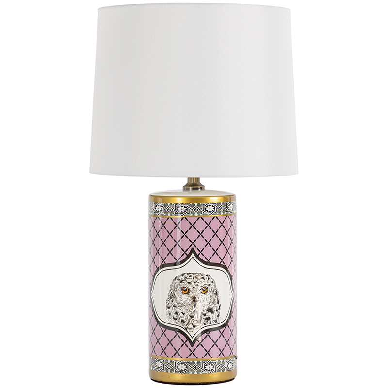 Настольная лампа Owl Collection Pink Lampshade Белый Розовый Черно-белый Золотой в Липецке | Loft Concept 