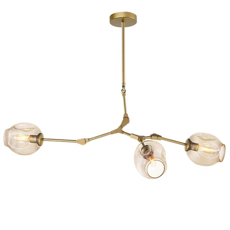 Люстра Сrumpled Glass Bubble Chandelier Gold 3 плафона Прозрачный (Transparent) Янтарь (Amber) Люстра Сrumpled Glass Bubble Chandelier Gold 3 плафона Прозрачный (Transparent) Янтарь (Amber) в Липецке | Loft Concept