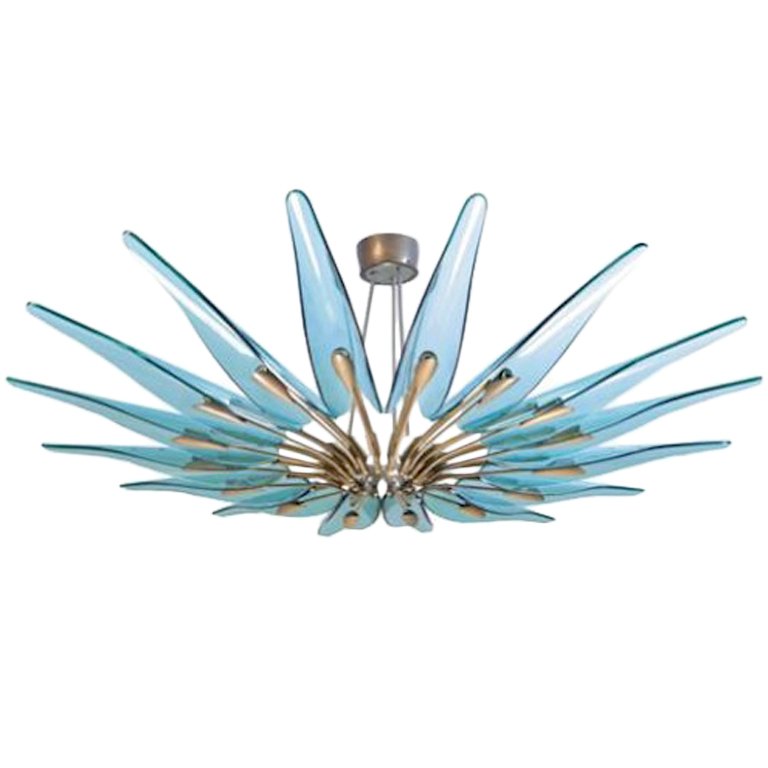 Люстра Large Chandelier Max Ingrand Fontana Arte Золотой Синий Люстра Large Chandelier Max Ingrand Fontana Arte Золотой Синий в Липецке | Loft Concept