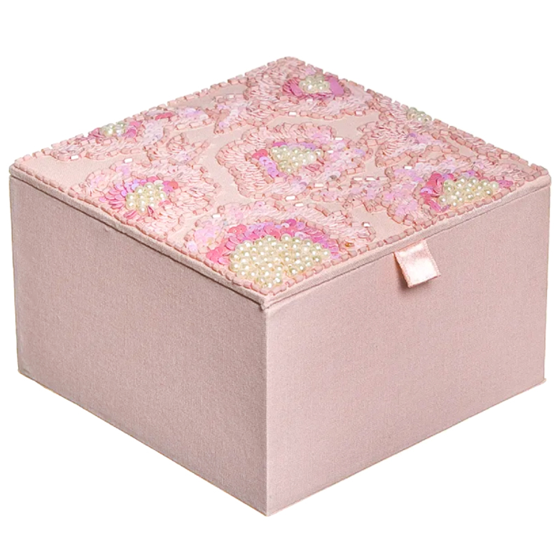 Шкатулка с вышивкой из бисера Fleur Beads Embroidery Box Розовый в Липецке | Loft Concept 