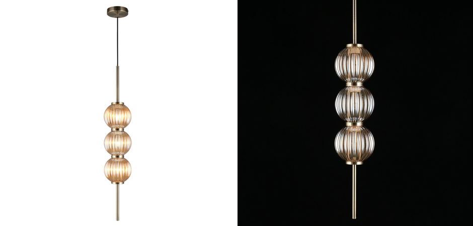 Подвесной светильник Shell Beads с янтарным стеклом Подвесной светильник Shell Beads с янтарным стеклом - Loft-Concept в Липецке
