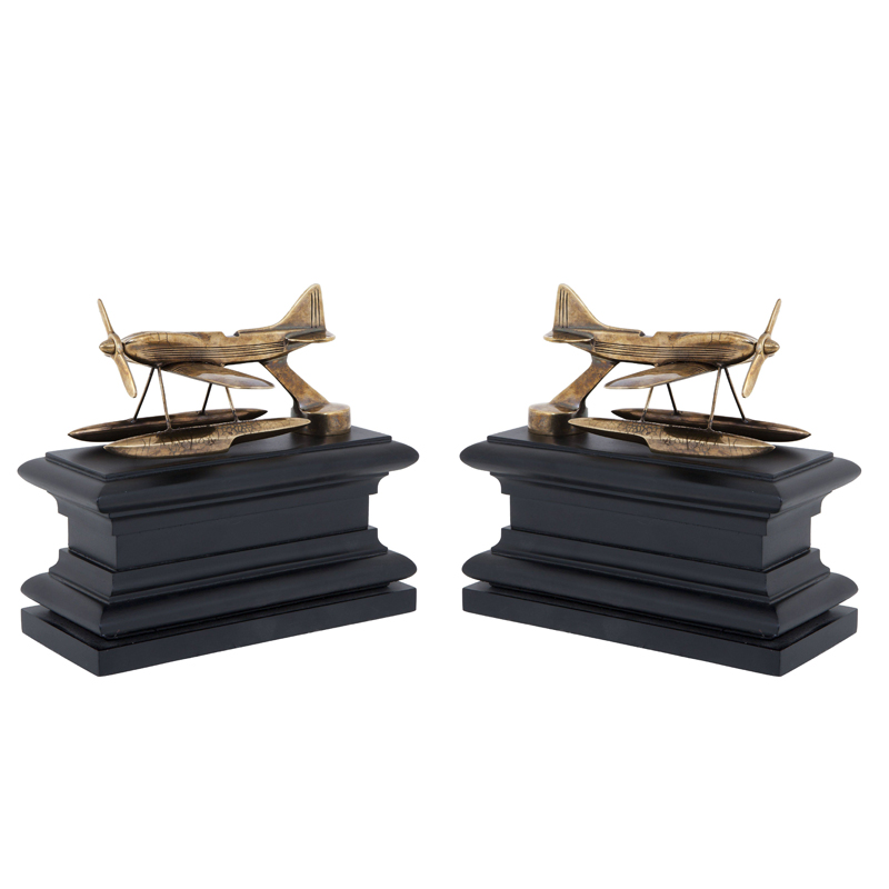Держатель для книг Eichholtz Bookend Hydroplane set of 2 brass Латунь Античная полированная Черный Держатель для книг Eichholtz Bookend Hydroplane set of 2 brass Латунь Античная полированная Черный в Липецке | Loft Concept