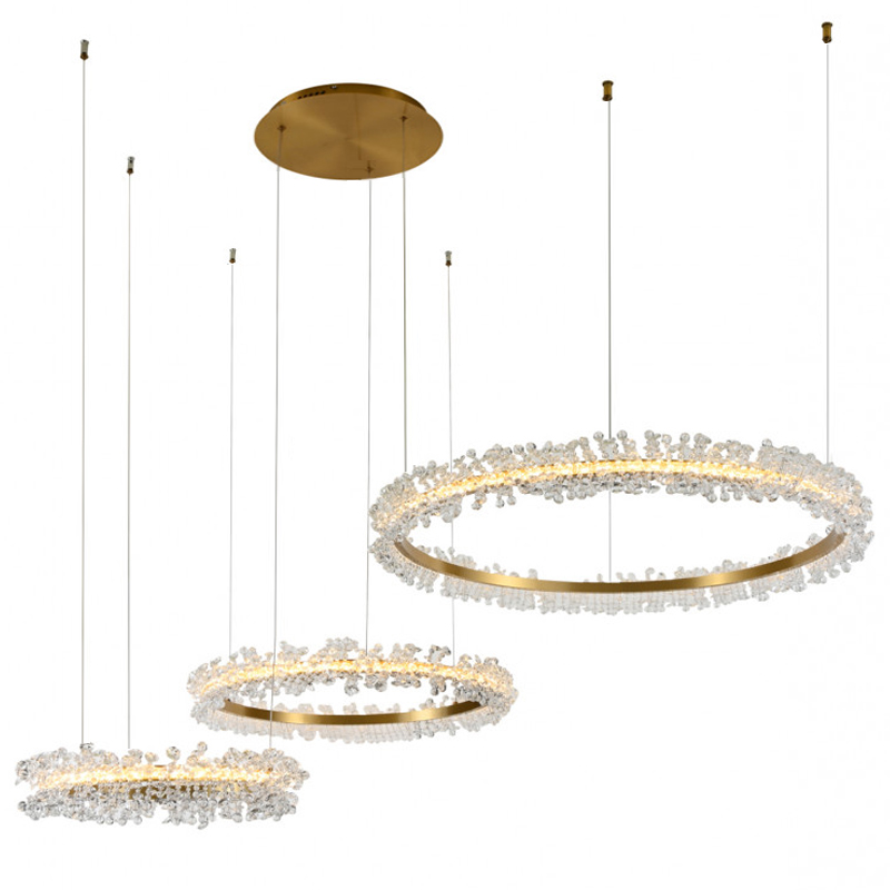 Люстра Crystal round chandelier 3 кольца Латунь Прозрачный Латунь Люстра Crystal round chandelier 3 кольца Латунь Прозрачный Латунь в Липецке | Loft Concept