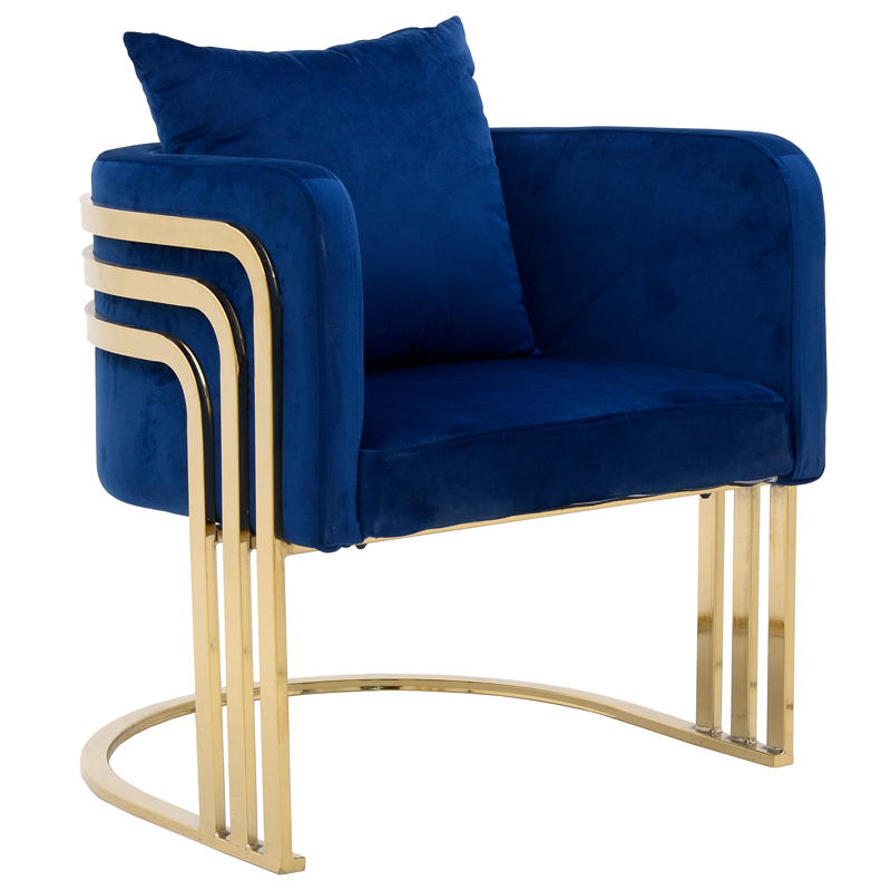 Кресло Custodia Armchair Blue Синий Глянцевое золото Кресло Custodia Armchair Blue Синий Глянцевое золото в Липецке | Loft Concept