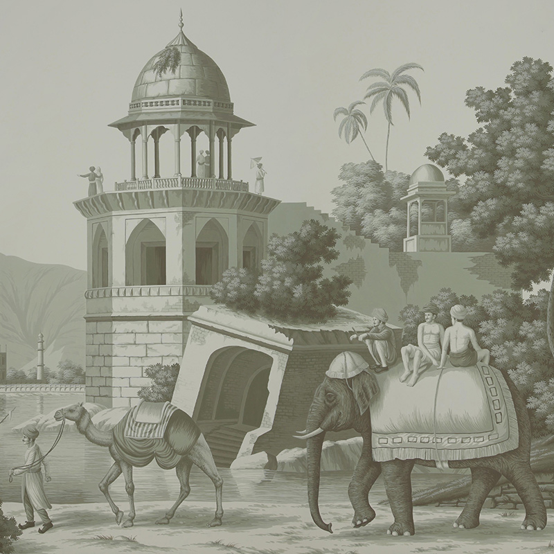 Обои ручная роспись Early Views of India Crystal Grey on scenic paper Обои ручная роспись Early Views of India Crystal Grey on scenic paper в Липецке | Loft Concept
