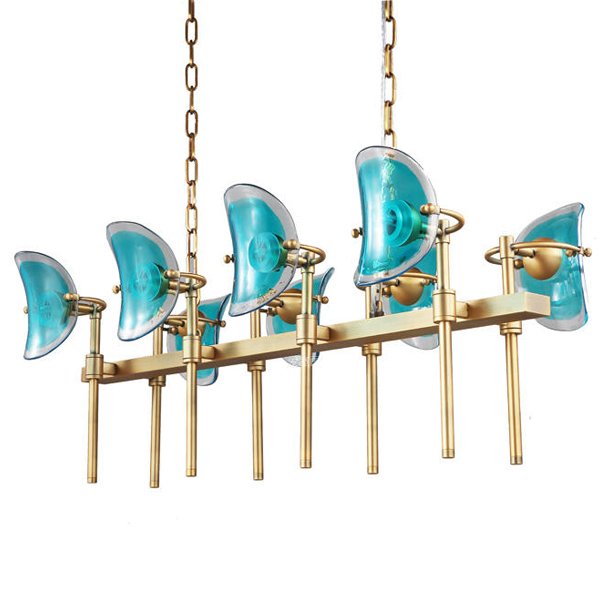 Люстра Lily Turquoise Glass rectangle Золотой Бирюзовый Люстра Lily Turquoise Glass rectangle Золотой Бирюзовый в Липецке | Loft Concept