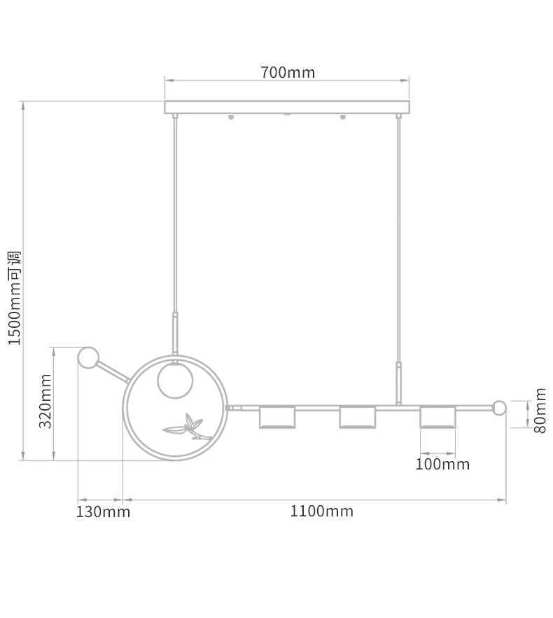 Линейный светильник Metal Wood Ring Leaf Linear Light Линейный светильник Metal Wood Ring Leaf Linear Light в Липецке