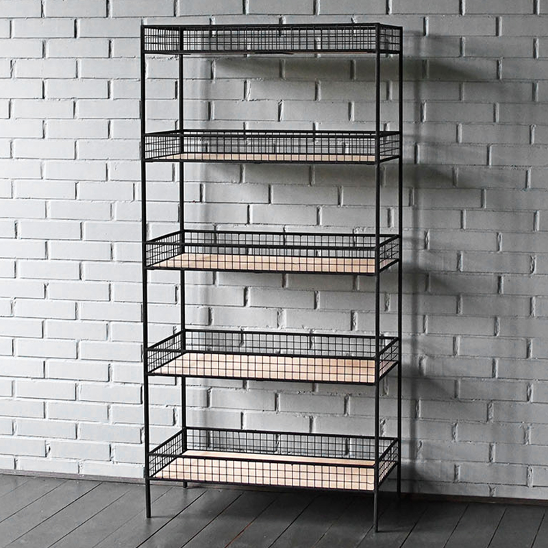 Стеллаж Keith Industrial Metal Rust Rack Черный Древесина Стеллаж Keith Industrial Metal Rust Rack Черный Древесина в Липецке | Loft Concept