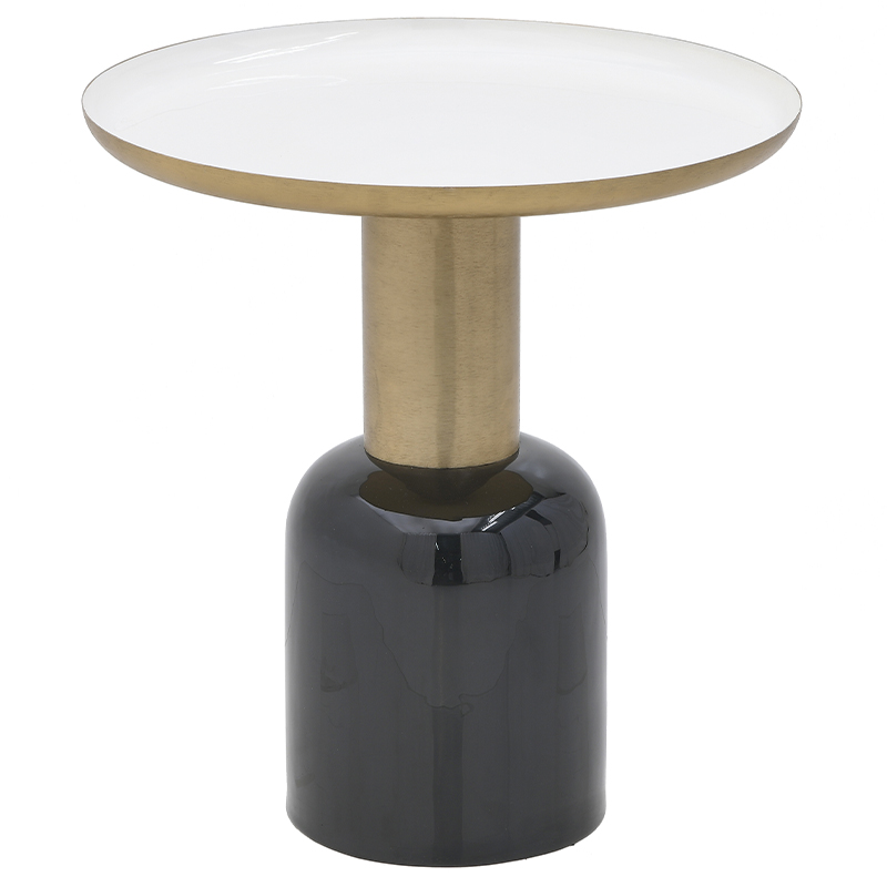 Круглый металлический приставной стол Calem Side Table White Черный Золотой Белый Круглый металлический приставной стол Calem Side Table White Черный Золотой Белый в Липецке | Loft Concept
