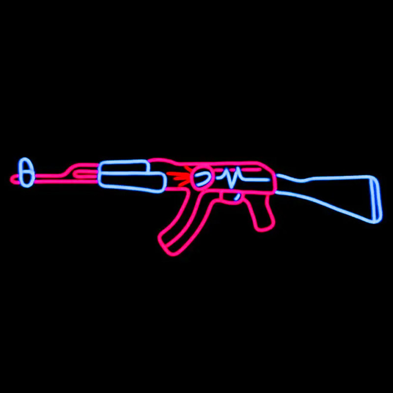 Неоновая настенная лампа Machine Gun Neon Wall Lamp Прозрачный Розовый Голубой Неоновая настенная лампа Machine Gun Neon Wall Lamp Прозрачный Розовый Голубой в Липецке | Loft Concept