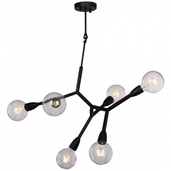 Люстра Polygon Chandelier 6 Black Черный Люстра Polygon Chandelier 6 Black Черный в Липецке | Loft Concept