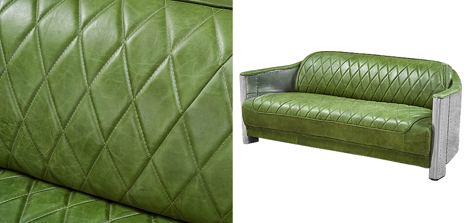 Диван Авиатор Sofa 2 seat зеленая кожа Диван Авиатор Sofa 2 seat зеленая кожа - Loft-Concept в Липецке