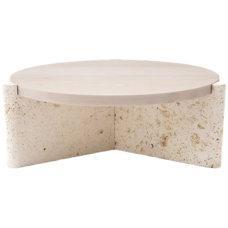 Кофейный стол Isla Travertine Coffee Table Бежевый Кофейный стол Isla Travertine Coffee Table Бежевый в Липецке | Loft Concept