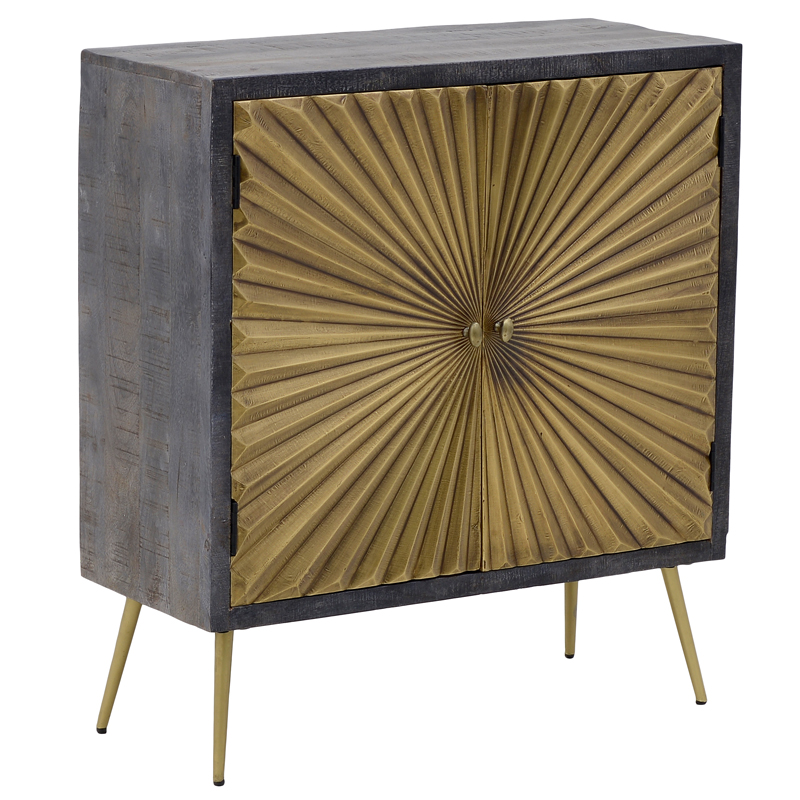 Комод с рельефным фасадом Loritz Sun Chest of Drawers Золотой Черный Комод с рельефным фасадом Loritz Sun Chest of Drawers Золотой Черный в Липецке | Loft Concept