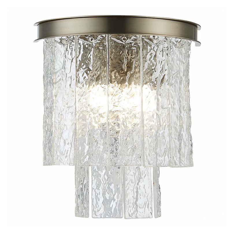Бра Renea Textured Glass Wall Lamp Nickel Никель Прозрачное Стекло Бра Renea Textured Glass Wall Lamp Nickel Никель Прозрачное Стекло в Липецке | Loft Concept