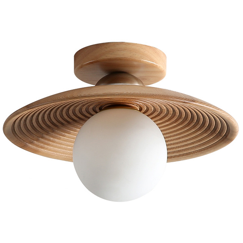 Потолочный светильник Ogata Wooden Light Коричневый Древесина Белое матовое стекло Потолочный светильник Ogata Wooden Light Коричневый Древесина Белое матовое стекло в Липецке | Loft Concept