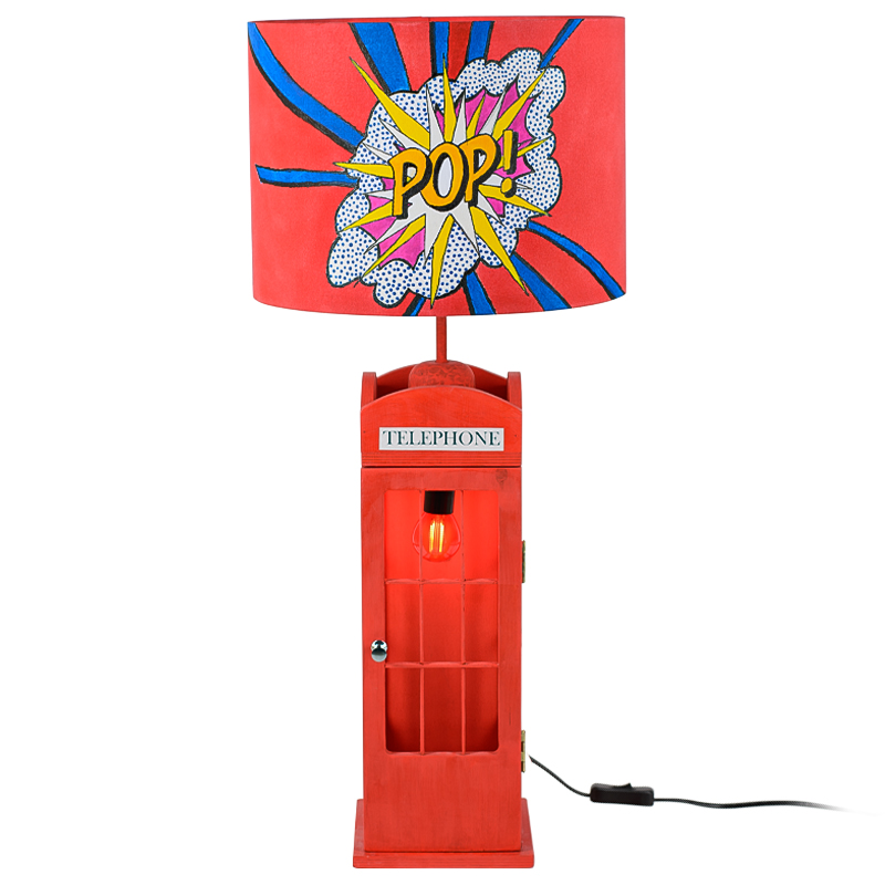 Настольная лампа Red Phone Booth Pop Lamp Красный Мульти Настольная лампа Red Phone Booth Pop Lamp Красный Мульти в Липецке | Loft Concept