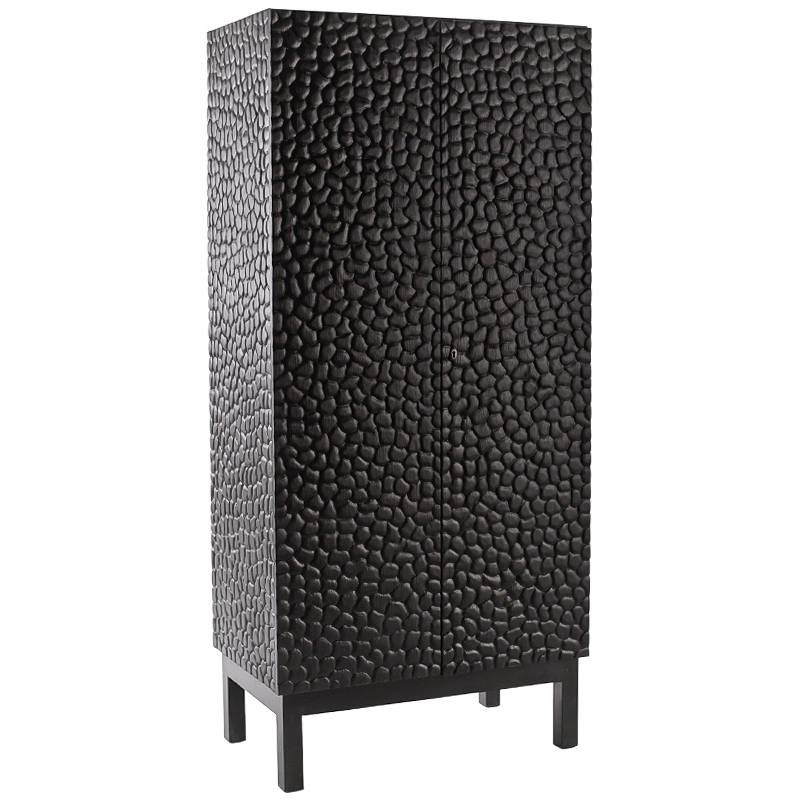 Шкаф Black Pebble Wood Carved Cabinet Черный Шкаф Black Pebble Wood Carved Cabinet Черный в Липецке | Loft Concept