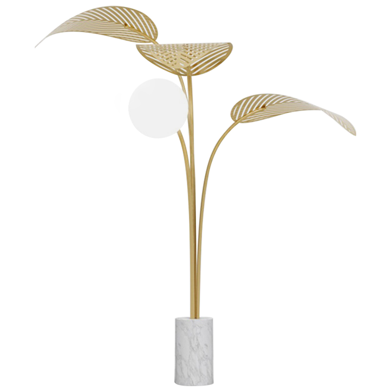 Торшер Palm Tree Light One Floor Lamp Золотой Белый Белый Мрамор Bianco Торшер Palm Tree Light One Floor Lamp Золотой Белый Белый Мрамор Bianco в Липецке | Loft Concept
