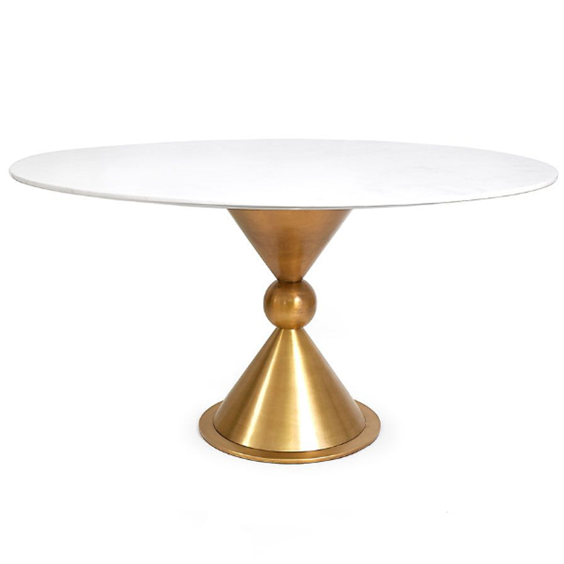 Обеденный стол Jonathan Adler Caracas Dining Table Латунь Белый Мрамор Bianco в Липецке | Loft Concept 