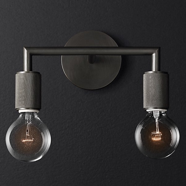 Бра RH Utilitaire Double Sconce Black Темная бронза Бра RH Utilitaire Double Sconce Black Темная бронза в Липецке | Loft Concept