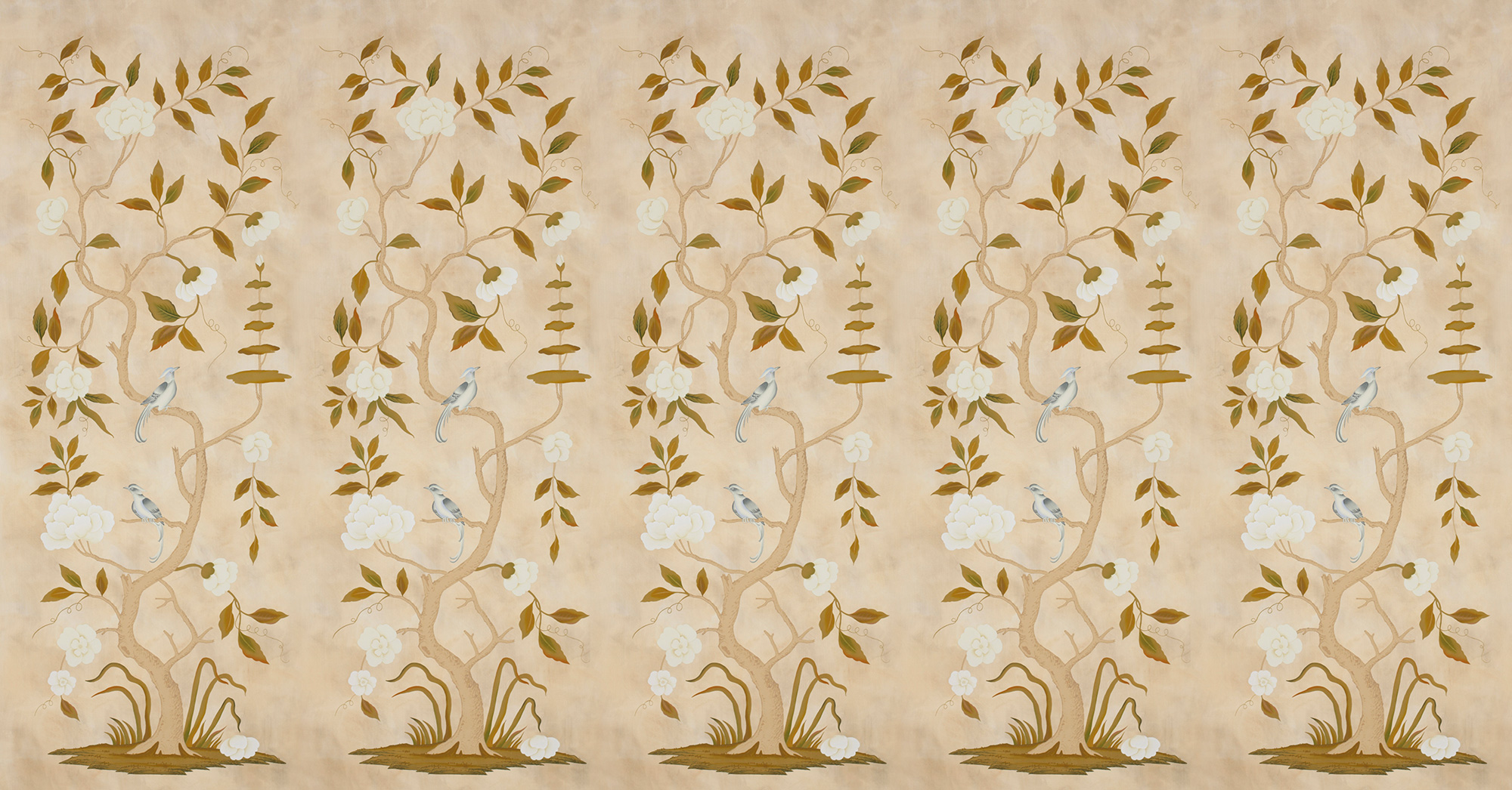 Обои ручная роспись Gustavian Tree of Life Special Colourway on Edo custom white painted silk Обои ручная роспись Gustavian Tree of Life Special Colourway on Edo custom white painted silk - постер Loft-Concept в Липецке