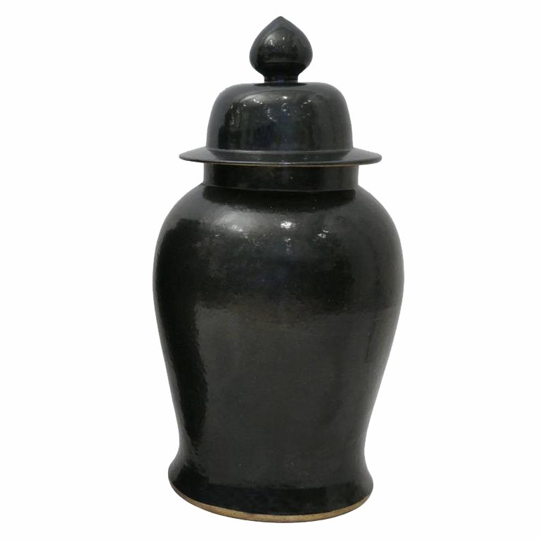 Ваза Black Ceramic Chinese Jars with Lids Черный Ваза Black Ceramic Chinese Jars with Lids Черный в Липецке | Loft Concept