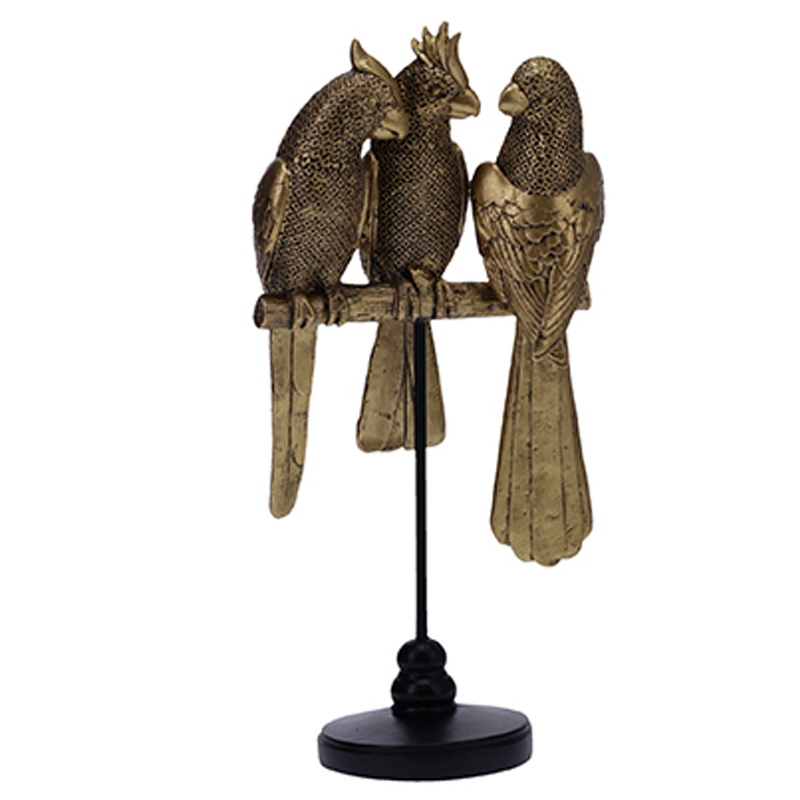 Статуэтка Three Golden Parrots Золотой Черный Статуэтка Three Golden Parrots Золотой Черный в Липецке | Loft Concept